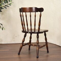 ≪zyt1263ジ≫ 飛騨産業 アンティーク調 ウインザーチェア スピンドルバック/キツツキマーク/ビンテージ家具 現状品 51013-09の画像