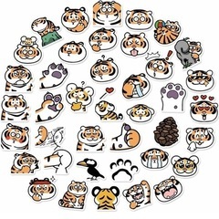 50枚の漫画かわいい太った虎アニメ防水シール