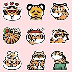 50枚の漫画かわいい太った虎アニメ防水シールの画像