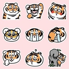 50枚の漫画かわいい太った虎アニメ防水シールの画像