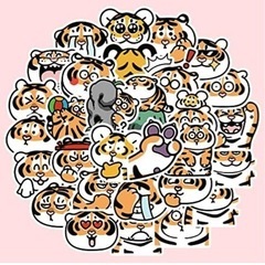50枚の漫画かわいい太った虎アニメ防水シールの画像