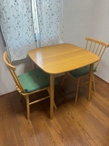 設置無料】2人用 ダイニングテーブル セット 3点 (幅80cm 木製 正方形 ダイニングテーブルセット　2人