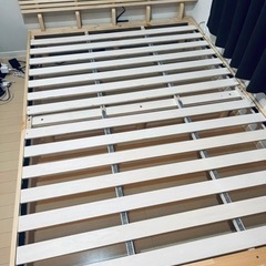 一度だけ使用！ダブルベッド すのこベッド 天然パイン材