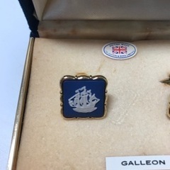 A2401-592 Wedgwood カフスボタン 船 GALLEON スクエア キズあり 中古の画像