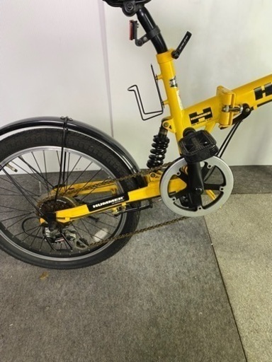ハマー HUMMER 20インチ 折り畳み自転車 前後ダブルサスペンション採用 シマノ製6段変速機搭載 ライト付き 変速機若干難あり