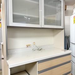 超美品‼️】パモウナ 120cm幅キッチンボード 食器棚 収納家具 艶あり木目