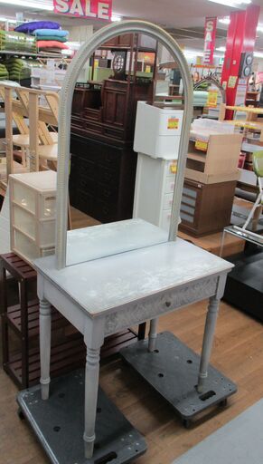 R324 アンティーク風 一面ドレッサー、小ミーラー付き、幅80cm Used