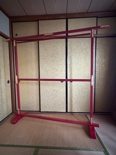 大名衣桁 八角衣桁 2段 エンジ色