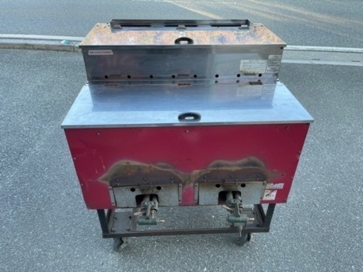 ■中古品 アサヒサンレッド 焼きいも焼き機 LPガス（プロパン） 835ｘ710ｘ925ｍｍ 五徳2個 石付き 動作問題なし■
