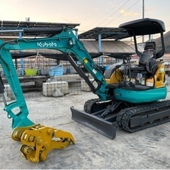 クボタ KUBOTA U-30-5, 2014年, 配管あり , 倍速, キャノピ, ゴムキャタ.フォークアタッチメント付き.