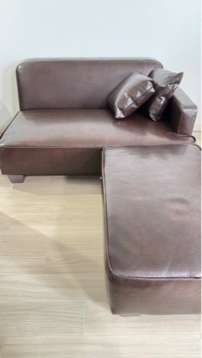 【ほぼ未使用】PVCレザー カウチソファ