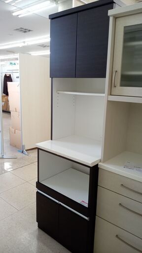 ★ジモティ割あり★  食器棚 ブラウン・ホワイト H190×D51×W59 クリーニング済み TJ3823