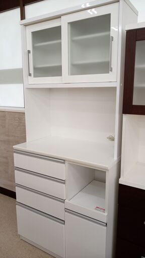 ★ジモティ割あり★  レンジボード ホワイト H200×D51×W90 クリーニング済み TJ3827