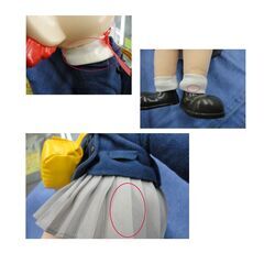 ペコちゃん 人形 30㎝ 幼稚園服バージョン おすわりペコちゃん 西岡店の画像