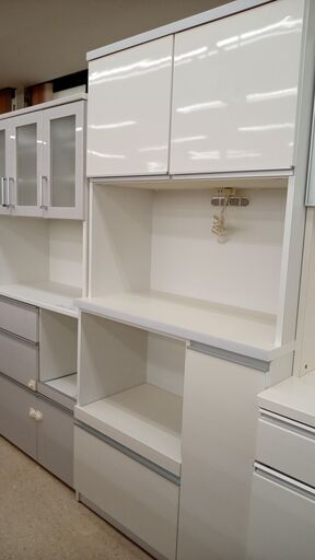 ★ジモティ割あり★  レンジボード ホワイト H190×D45×W90 クリーニング済み TJ3839