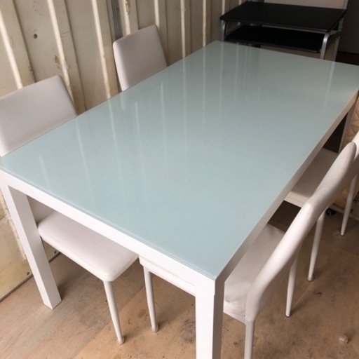 ガラストップ　ダイニングテーブル　　あずま工芸社　椅子付き5点セット