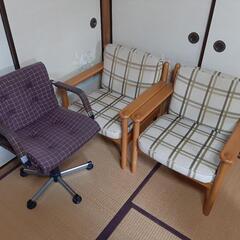 カリモク一人用ソファ×2脚、チトセ家具のチェア