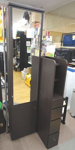 ドレッサー ノーブル ニトリ 幅58×奥行47×高さ172cm 姿見 ダークブラウン 椅子付き 西岡店