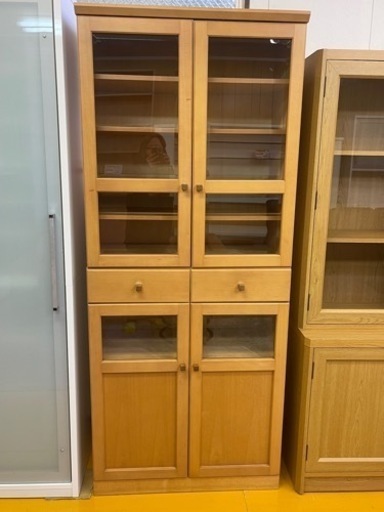 【リサイクルサービス八光】幅80㎝　日進木工　飛騨家具　キャビネット/食器棚