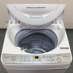 6/12受渡済）JT8168【SHARP/シャープ 6.0㎏洗濯機】美品 2019年製