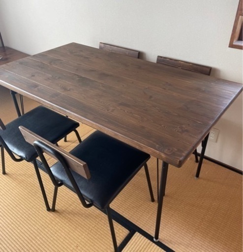 インダストリアル ダイニングテーブル 椅子4脚セット