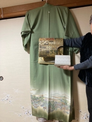【ほぼ未使用】色留袖　バッグ　帯　三点セット