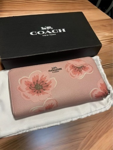 COACH 長財布 ラウンドファスナー 桜 ピンク フローラル 91815