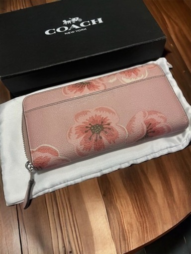 COACH 長財布 ラウンドファスナー 桜 ピンク フローラル 91815