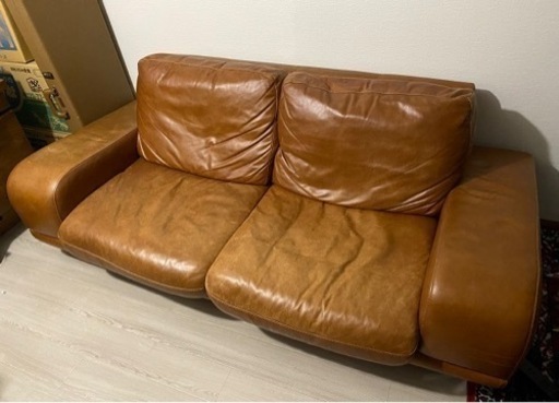 【引き取り限定】 アクタス ACTUS five by fiveシリーズ 3350 レザー ソファ 2人掛け ビンテージ ロンバケ 木村拓哉　キムタク