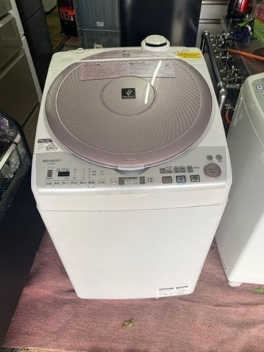 北九州市内配送無料　保証付き　ヒーター乾燥機能付き】 洗濯乾燥機 「プラズマクラスター」 （洗濯8.0kg／乾燥4.5kg）　ES-TX820-P ピンク系