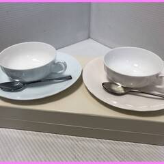 ▼【ティーカップセット　淡い色相　三郷陶器製　未使用　ペア　ツイ...
