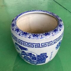 大阪⭐️エコマックス♻️「S164」 瀬戸火鉢 手あぶり火鉢 祝い柄 アンティーク メダカ 金魚鉢 囲炉裏の画像