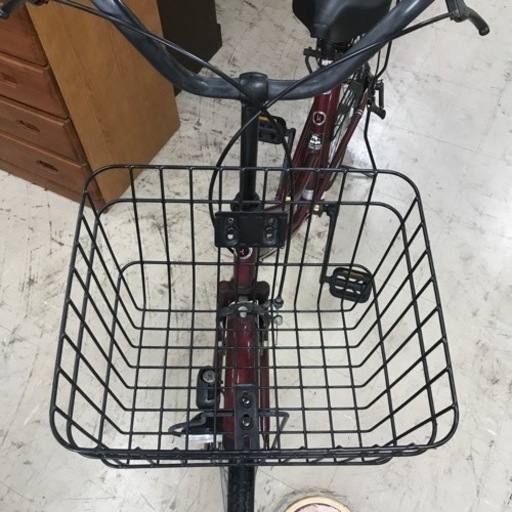 O2401-637 自転車 ワインレッド色 24インチ 変速無し 後輪鍵付き 前