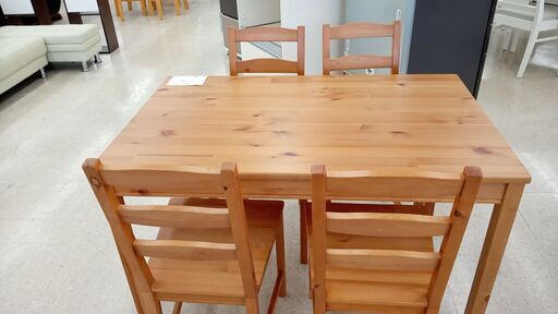 ★ジモティ割あり★ IKEA 4人掛けダイニングセット ナチュラル H73.5×D74×W118 クリーニング済み TJ3844