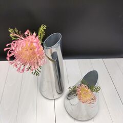 (C-2411FB18)◆IKEA◆フェイクフラワー&フワラーベース◆2点◆シルバー◆の画像