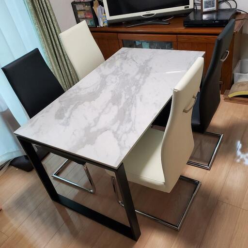 セット品[幅135cm] セラミックダイニングテーブル (135 CR03) ニトリ　ダイニングチェア ( Nシールド ロフト2 H) ニトリ