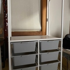 幅63.5］ハンガーラック引き出し収納ボックスキャスター付きキッズ コンパクトの画像