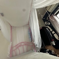 天蓋付きシングルベット マットレス付き【値段提示お願いします】の画像