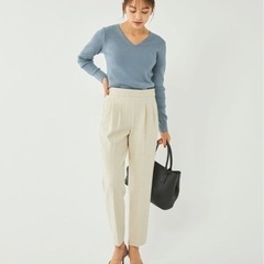 green lebel relaxing リブ Vネックニット ウォッシャブルの画像