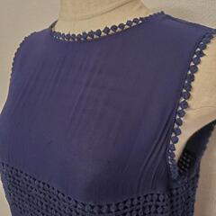 ワンピース 紺 刺繍飾り 上品 zara  の画像
