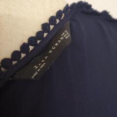ワンピース 紺 刺繍飾り 上品 zara  の画像