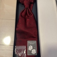 アスコットタイ　フォーマルタイ　ワインレッド　ドット柄