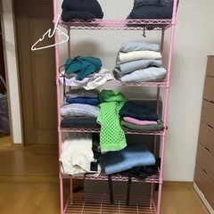 スチールラック　ピンク　五段