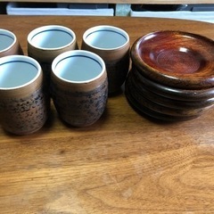 湯呑み ×5      茶請け皿 ×5             ...