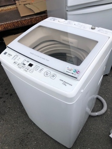 北九州市内配送無料　保証付き　2020年式　AQUA 7．0kg全自動洗濯機 keyword キーワードホワイト AQW-GV7E8 