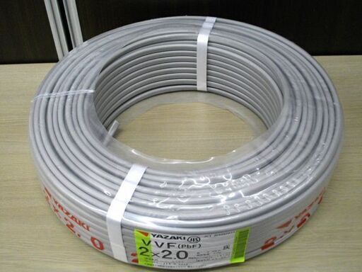 新品 YAZAKI Fケーブル VVF(PbF) 2×2.0㎜ 灰 100m 電線 矢崎 苫小牧西店