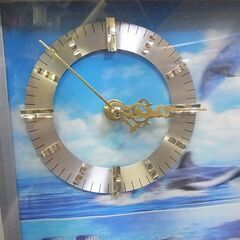 【13】3Dピクチャークロック　ホワイトグラス　海　ビッグイレブン　掛け時計　イルカ　魚の画像