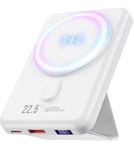 お譲り先決まりました。新品未使用、16000mAh大容量＆MagSafe対応 】モバイル バッテリー 軽量 小型 大容量 マグネット式ワイヤレスモバイルバッテリー マグセーフ充電器 ワイヤレス充電 急速充電 3台同時充電可能 折りたたみ式スタンド LEDディスプレイ コンパクト軽量 PSE認証済み iPhone/iPad/Android/Airpods 各種対応 持ち運び充電器 旅行/出張/緊急用