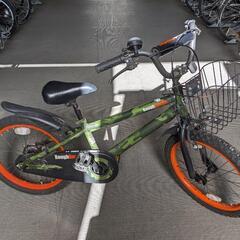 子ども用自転車　18インチ　迷彩柄　オレンジ