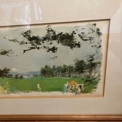 ゴルフの絵画 サインありの画像